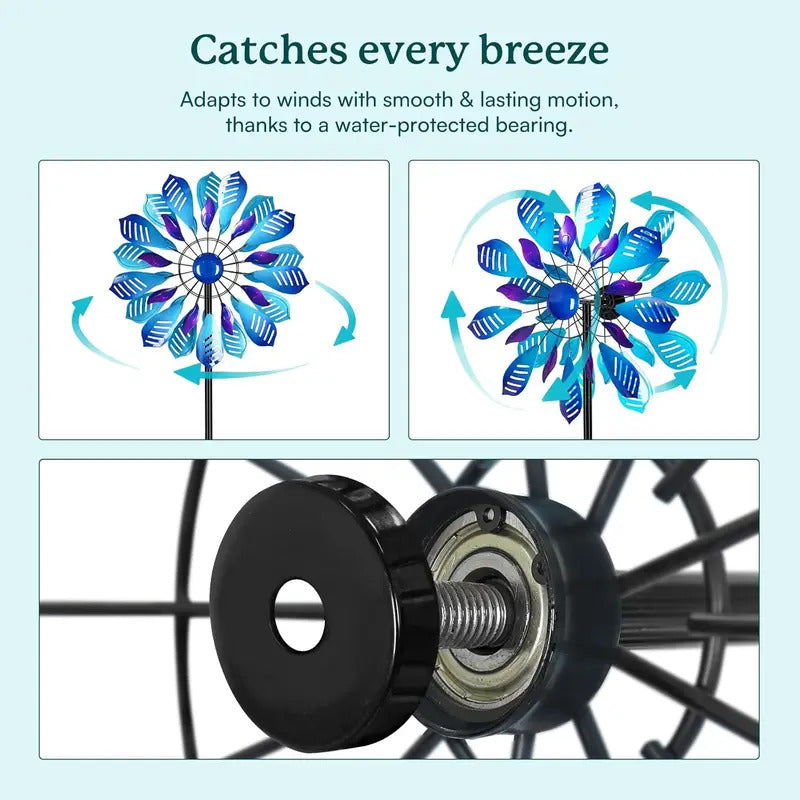 Large Metal Wind Spinner for Garden Decor 84" H x 24" W - Spinner Detail