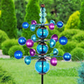 3 Tier Garden Wind Spinner with Glass Crackle Balls - Outdoor Yard Display