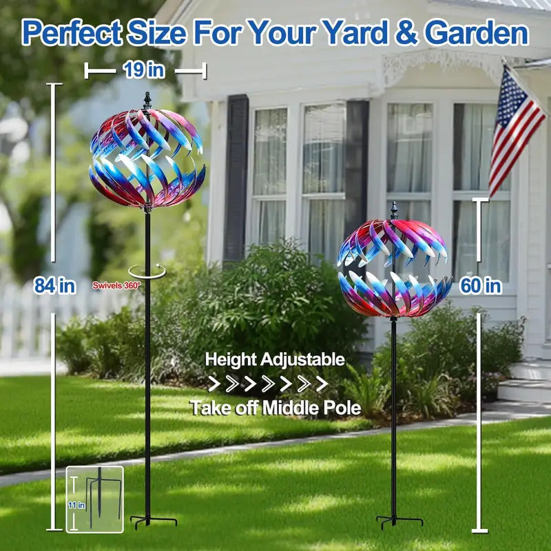 84" Large Metal Wind Spinner for Yard Garden - Side Profile