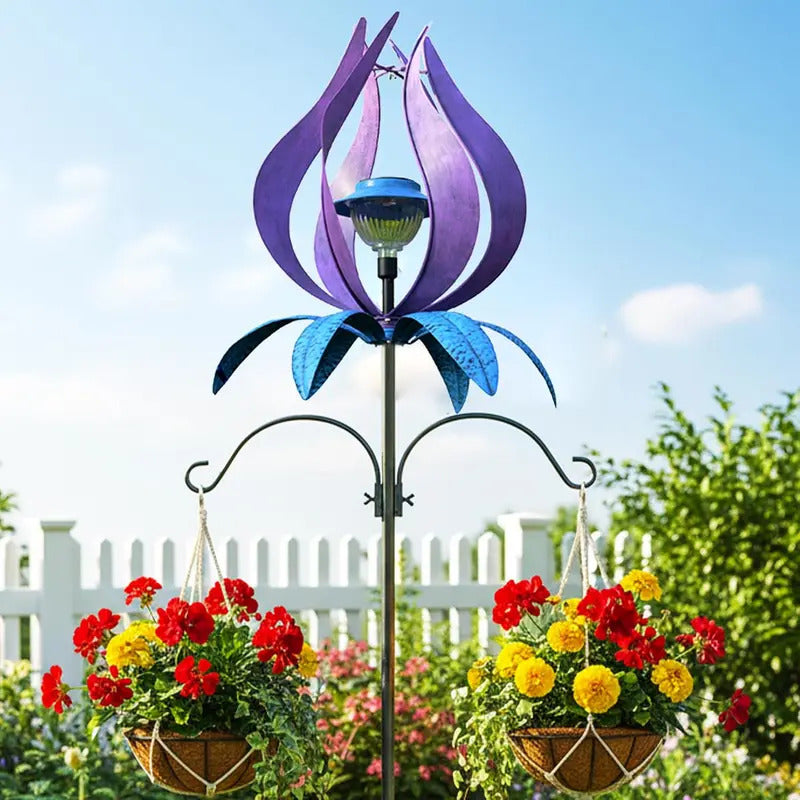 83-Inch Solar Wind Spinner LED Light Outdoor Garden Decor - Front View