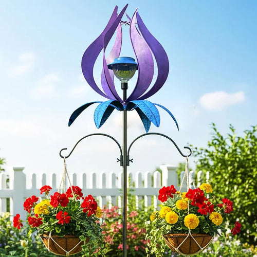83-Inch Solar Wind Spinner LED Light Outdoor Garden Decor - Front View