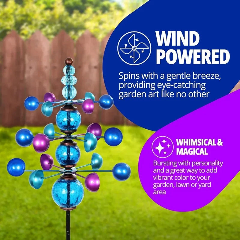 3 Tier Garden Wind Spinner with Glass Crackle Balls - Glass Crackle Ball Close-up