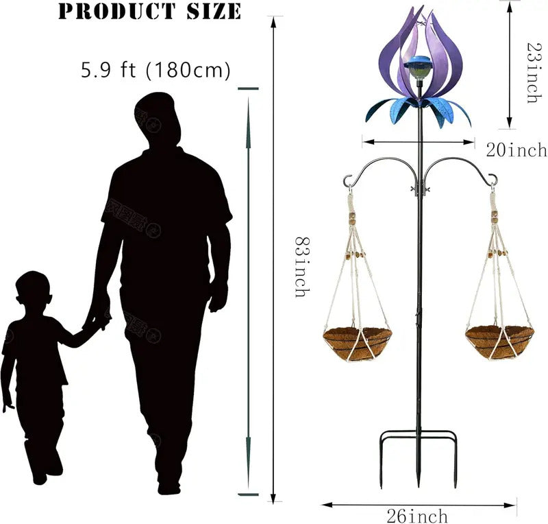 83-Inch Solar Wind Spinner LED Light Outdoor Garden Decor - Solar Panel Detail